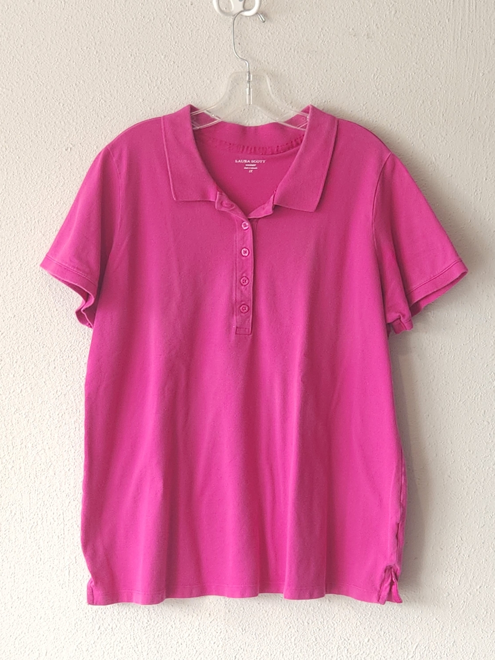 Laura Scott Hot Pink Short-Sleeve Polo Shirt PLUS SIZE 1X
